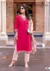 Rajrani By Wooglee Viscose Threadwork Kurti With Pant Dupatta Best Wholesale Shop In Surat